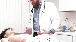 Hairy Joel Someone thoroughly examines cute Zayne Bright for his soccer physical exam