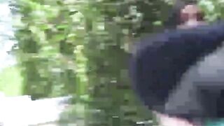 TeenGroupSex.com - Three brunette teens take pussy smashing from tree chopper