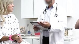 Nurse Athena Anderson eats Lilith Graces pussy while the pervy doctor fucks them both