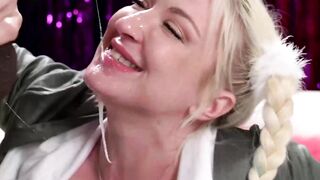 Blonde Leya Falcon got a taste of deepthroating and Big Tre BBC