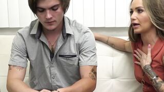 Athena Anderson brings her stepson to see therapist Dr Sonia Harcourt to resolve some