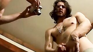 Str8Thugs.com - Three horny guys in a group jerk-off session, stroking their hard coc