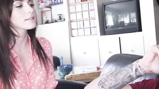 Horny brunette stepsister Emma Stoned gets warm creampie
