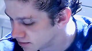 Hot Ian Madrox was caught smoking and jacking off in the bathroom