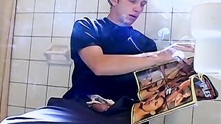 Hot Ian Madrox was caught smoking and jacking off in the bathroom