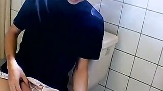 Hot Ian Madrox was caught smoking and jacking off in the bathroom