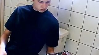 Hot Ian Madrox was caught smoking and jacking off in the bathroom