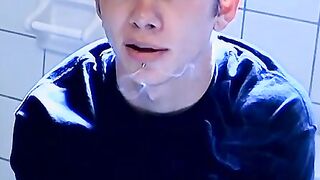 Hot Ian Madrox was caught smoking and jacking off in the bathroom