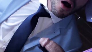 PlayingMen.com - Businessman pounding partner's tight wet butt hole hard with deep th
