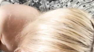 Blond Harwest White blowjobs and deepthroats the throbbing dick of Moon Imp