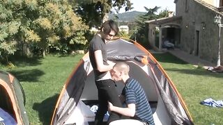 Outdoor bareback with cock sucking for two amateur twinks