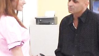 Big breasted teen schoolgirl fucks in principals office
