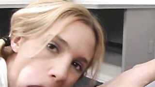 Teen schoolgirl has a dicksucking meeting in principals office