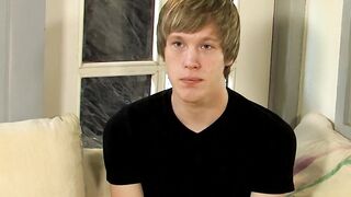 Interviewed young man Corey Jakobs masturbates and cum