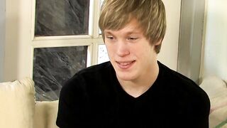 Interviewed young man Corey Jakobs masturbates and cum