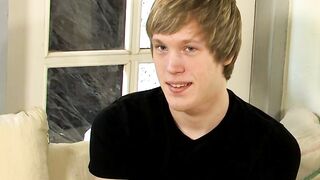 Interviewed young man Corey Jakobs masturbates and cum