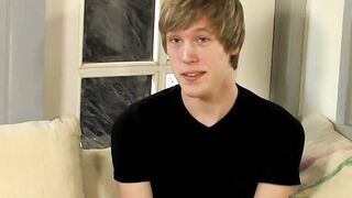 Interviewed young man Corey Jakobs masturbates and cum
