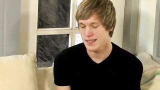 Interviewed young man Corey Jakobs masturbates and cum