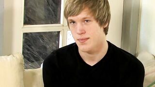 Interviewed young man Corey Jakobs masturbates and cum