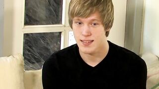 Interviewed young man Corey Jakobs masturbates and cum