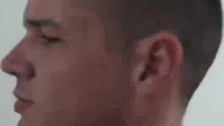 Soldiers get naughty in the shower and start barebacking
