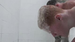 Soldiers get naughty in the shower and start barebacking