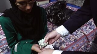Beautiful arab babe blows two big dicks to earn extra