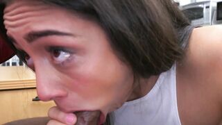 Sensational tiny teen chokes and bounces on a big black cock