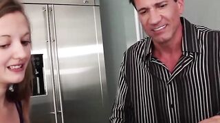 FamilyHandle.com - Petite brunette babe's tight pussy destroyed by huge step papi dic