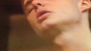 Retro hottie Steve Collins strips out of his suit and sucks Kayes cock whole