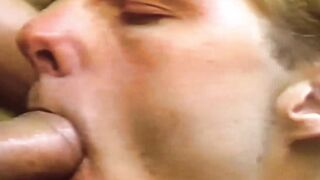 Retro hottie Steve Collins strips out of his suit and sucks Kayes cock whole