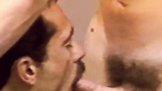 Retro hottie Steve Collins strips out of his suit and sucks Kayes cock whole