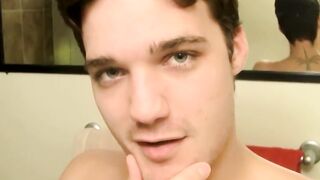 Sleeping twink wakes up with a tongue up his tight ass