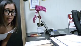 Young Asian secretary Lexi Mansfield office fucks for facial