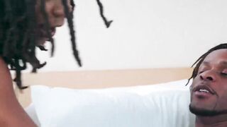 Naughty ebony babe Hazel Grace sucks BBC before cowgirl ride