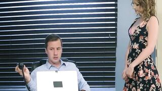 MILF and teen slut have sex with their horny boss in office
