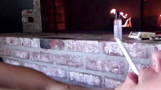 Sexy Austin smokes two at once before stroking his cock