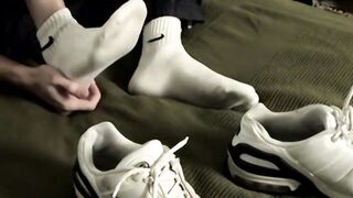 Sexy Gregory shows great foot fun while stroking his hot juices out
