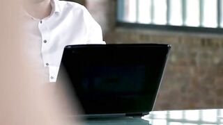 Horny secretary Angelika Gray won't give up until her boss big cock is in her pussy