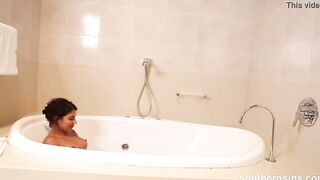 Unshaved Ruby inside the bathtub