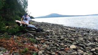 women Masturbte Vagina while Walking into Nature