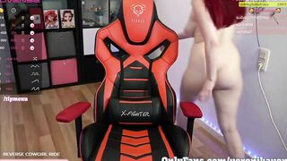 Big Tit red head with long booty Riding an alien Toy