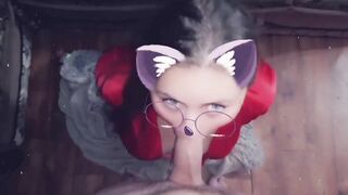 a sexy into a snap blows her BF's huge cock