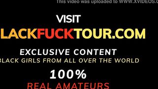 Ebony Beach Goddess Pounded into Both Holes