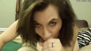 Dark Haired Give pov Head and Eats Cum on Cake