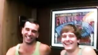 After a twink blowjob comes a really nice doggy style shag