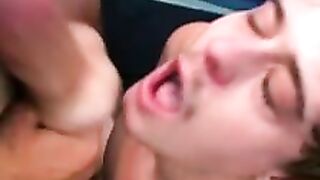 After a twink blowjob comes a really nice doggy style shag