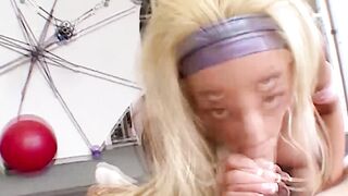 Busty blonde MILF gets fucked in the gym