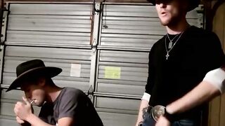 Amateur cowboys Ty and Lee wanking their cocks in the garage