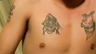 Skinny straight thug with big dick masturbates solo and cums